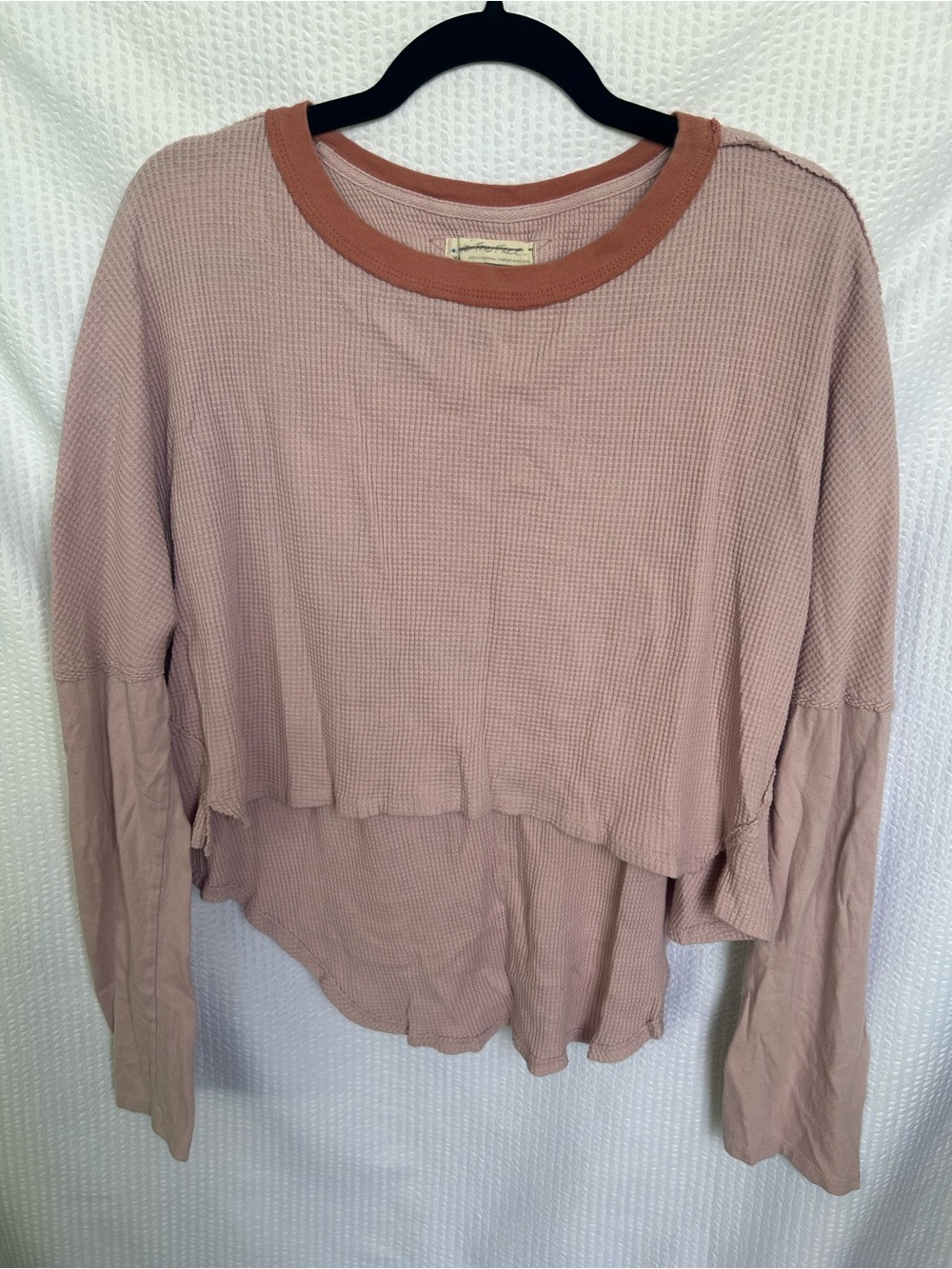 We The Free by Free People Mauve Pink Layered Waffle Long-Sleeve Tee Size S